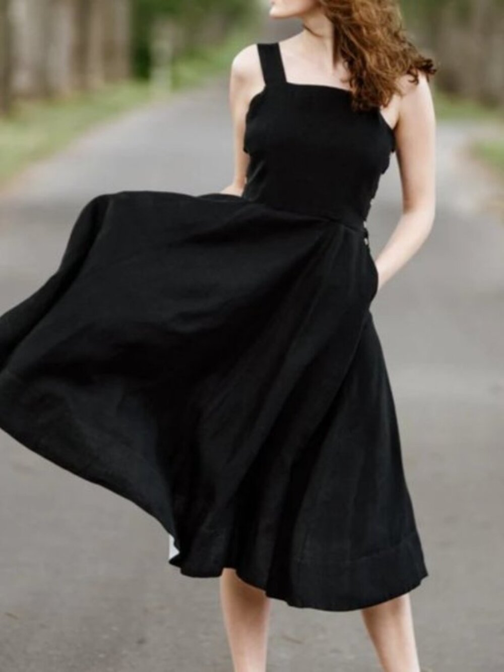 Pinafore Dress, Sleeveless - Pansy Black - S